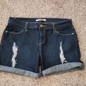 21 Denim shorts cuffed distressed size 28